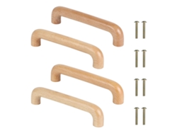 Tiradores Arqueados De Madera 4 Unidades 128mm Con Tornillos, Para Cajones, Roperos Y Armarios Domésticos.
