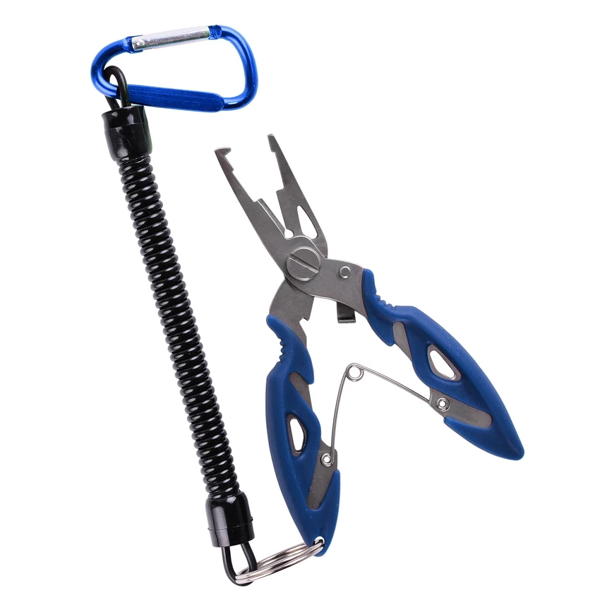 (azul) Anzuelo De Pesca Multifuncional Con Tijeras Y Pinzas, Afilador De Acero Inoxidable.