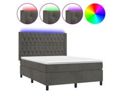 Maison Exclusive - Cama Box Spring Colchón Y Led Terciopelo Gris Oscuro 140x190 Cm