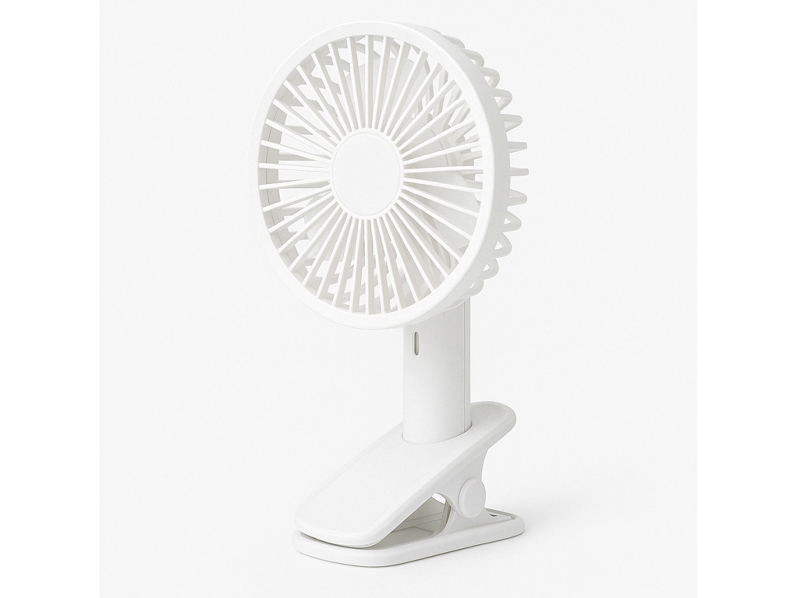 Ventoinha Com Mola Para Secretária, 3 Velocidades, Bateria Recarregável, Regulável, Cabo Incluído Diandi Dd8025 Branco