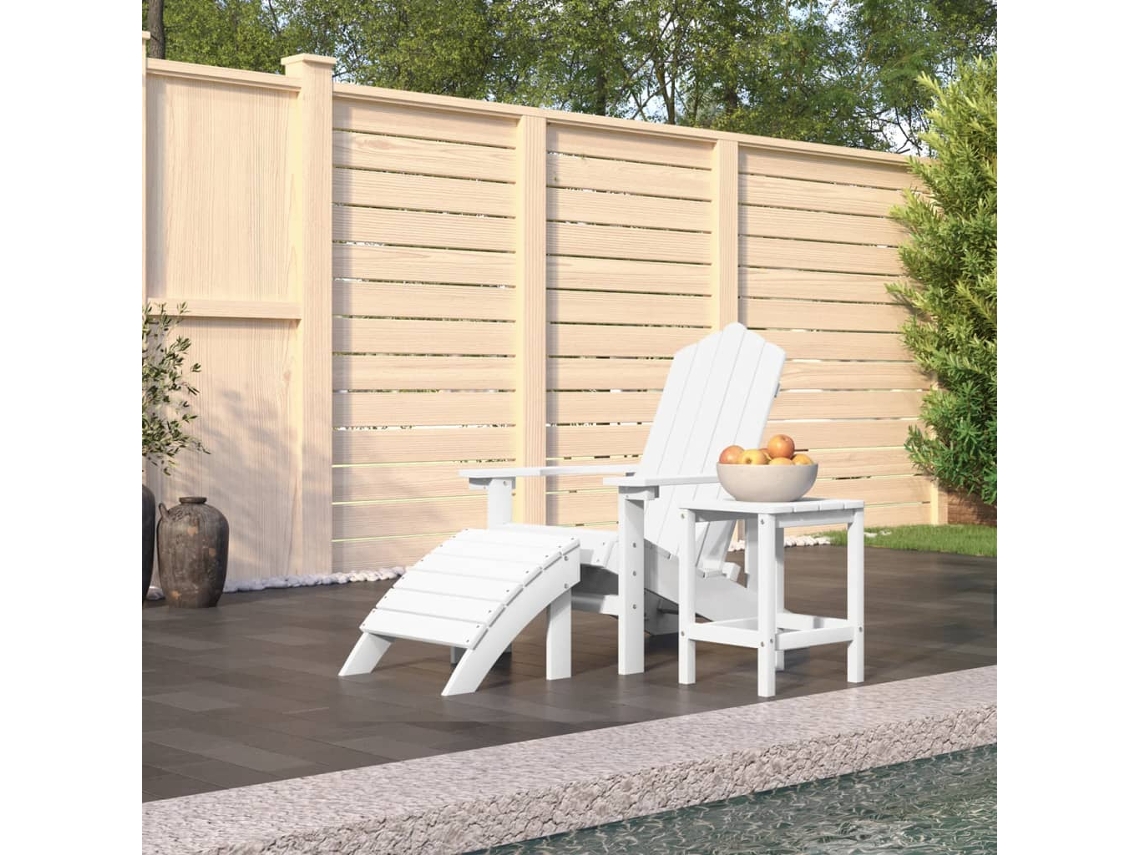 Silla de jardín Adirondack con reposapiés/mesa blanca Dkd Home Decor