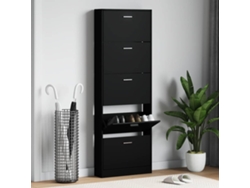 Mueble Zapatero | Armario Zapatero Madera Contrachapada Negro 59x17x169 Cm