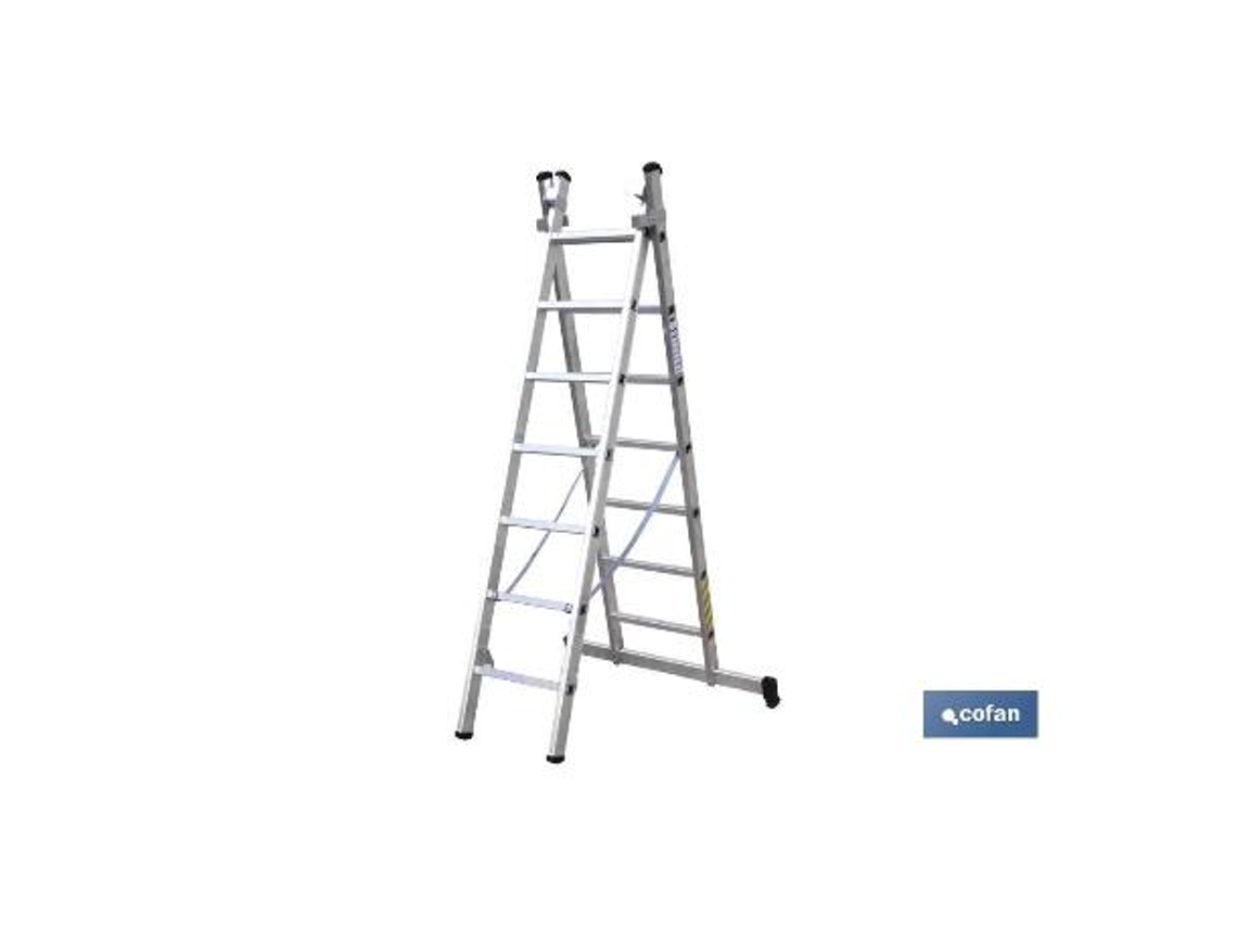 Escalera aluminio doble 9 peldaños 2,50+2,50 mts