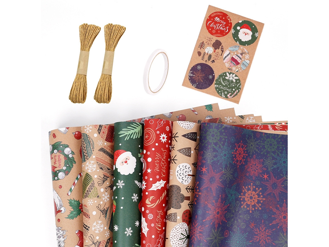Papel de regalo navideño Eifson (6 hojas), ideal para Navidad y fiestas de invierno, 27,6 x 19,7 pulgadas (04)