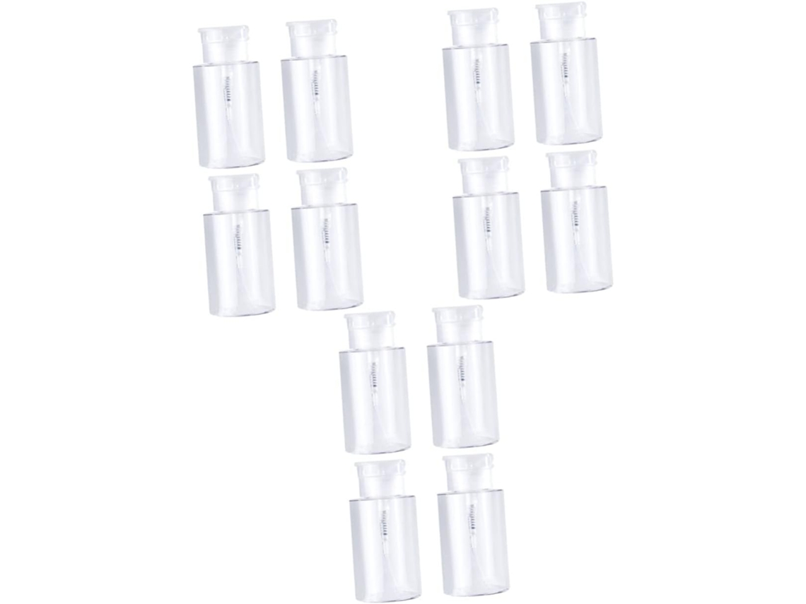 Juego De 12 Frascos Transparentes Para Loción Con Dispensador De Botón Pulsador, Ideales Para Viajes.
