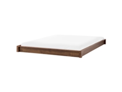 Cama De Casal Beliani Antras De Madeira De Seringueira Castanho 180x200
