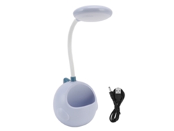 Lámpara De Escritorio Led Usb Pequeña Con Portalápices, Ajuste De 360°, Azul.