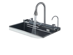 Fregadero de cocina de acero inoxidable con pantalla digital inteligente, negro, 75 x 45, OEM
