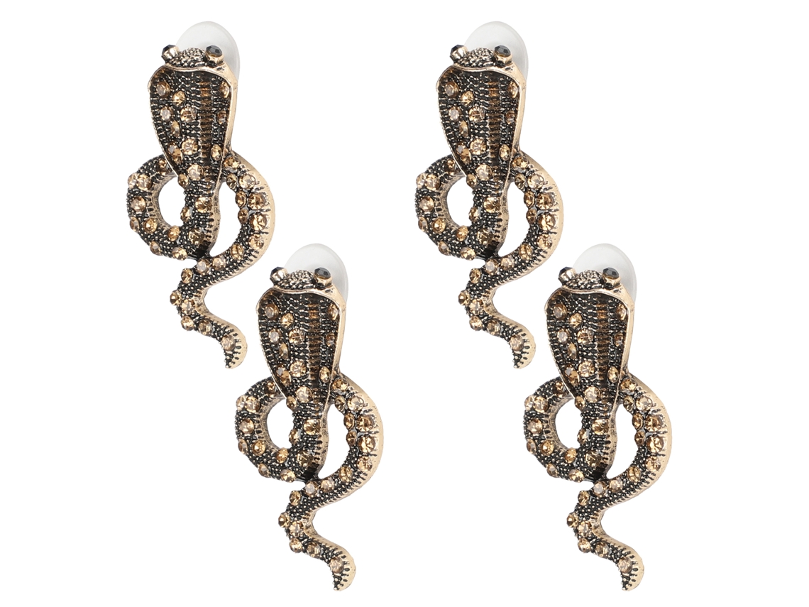 3 Pares De Pendientes De Aleación Con Pequeño Diseño De Serpiente Y Diamante - Joyería Exquisita De Moda