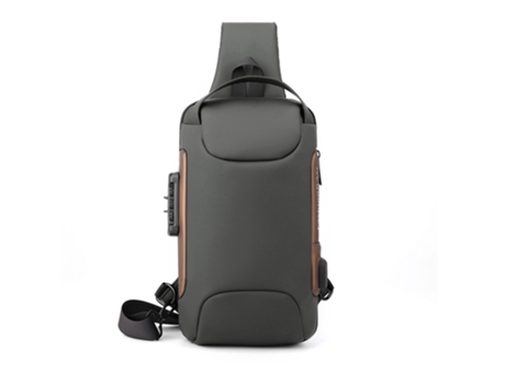 Bolso bandolera antirrobo, mochila impermeable para el pecho con carga USB, mochila de hombro (gris)