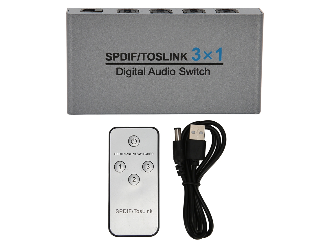 Conmutador De Sonido Digital Óptico Spdif A Toslink 3 Entradas Y 1 Salida Con Control Remoto Para Ps5, Xbox Y Hdtv