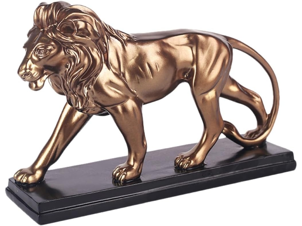 Elegante Figura Decorativa Artística Dorada Resina Maciza Diseño Refinado Oficina Hogar