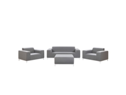 Conjunto de jardín 5 plazas de poliéster gris/blanco BELIANI Rovigo