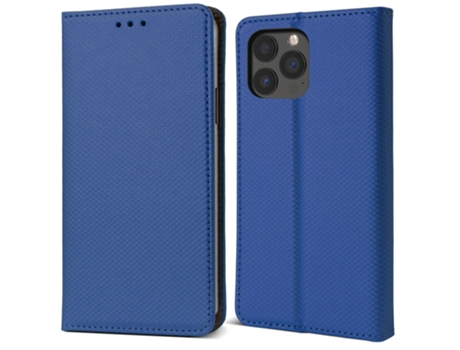 Funda Flip MOOZY para iPhone 13 Pro Max en azul oscuro - Funda tipo cartera magnética inteligente con soporte y compartimentos para tarjetas.