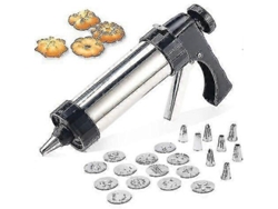 Pistola de repostería profesional de acero inoxidable con jeringa, 13 discos para galletas y 8 boquillas - XT