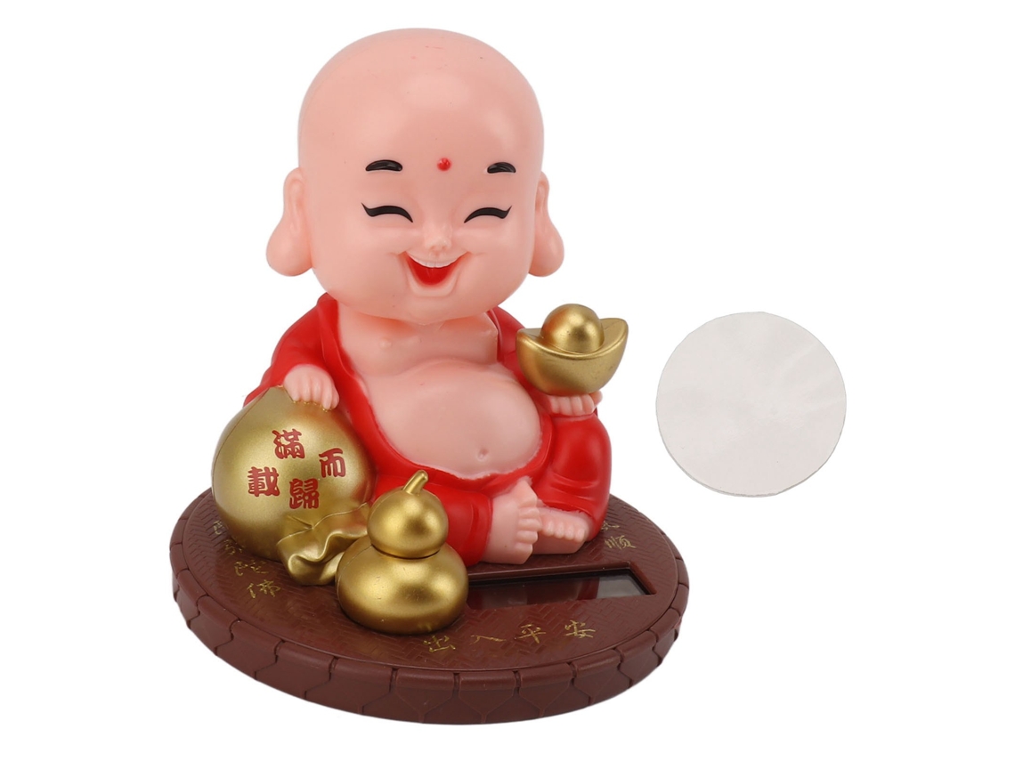 Adorno Pequeño De Monje Solar, Cabeza Oscilante, Decorativo Para Mesa, Coche, Hogar, Cafetería, Rojo.