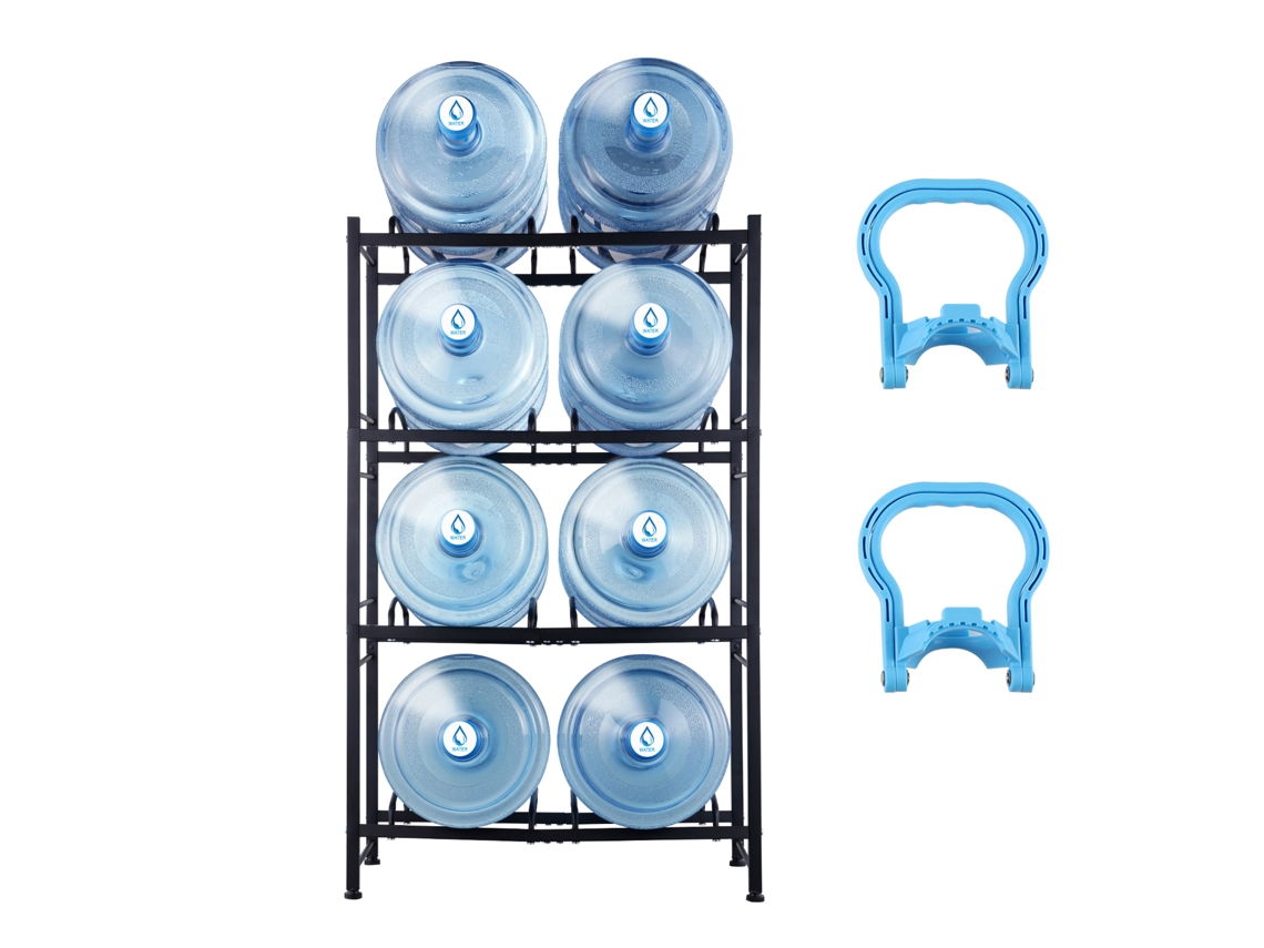 Soporte Para Jarra De Agua De 4 Niveles Succebuy, Botellero De Doble Fila Para 8 Botellas, Color Negro