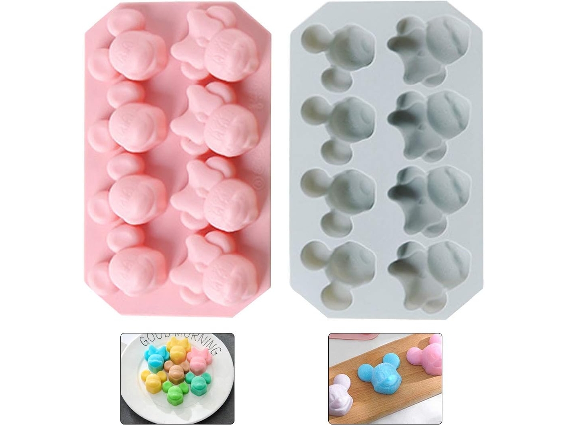 Juego de 2 moldes para fondant con forma de ratón (azul y rosa) JEIIBRZUI