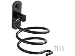 Soporte De Aluminio Para Secador De Pelo, Montaje En Pared Con Organizador De Cables, Accesorio Para Baño Y Cocina (negro)