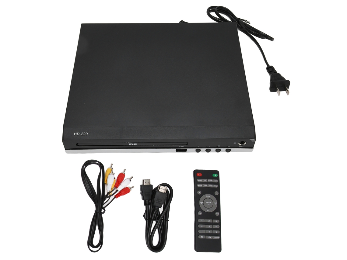 Mini Reproductor De Dvd 1080p Con Salida Av, Control Remoto, Interfaz Multimedia Hd Y Puerto Usb, Enchufe Estadounidense, 110-240 V.