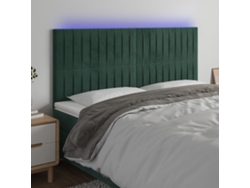 Cabecero Con Luces Led Terciopelo Verde Oscuro 160x5x118/128 Cm