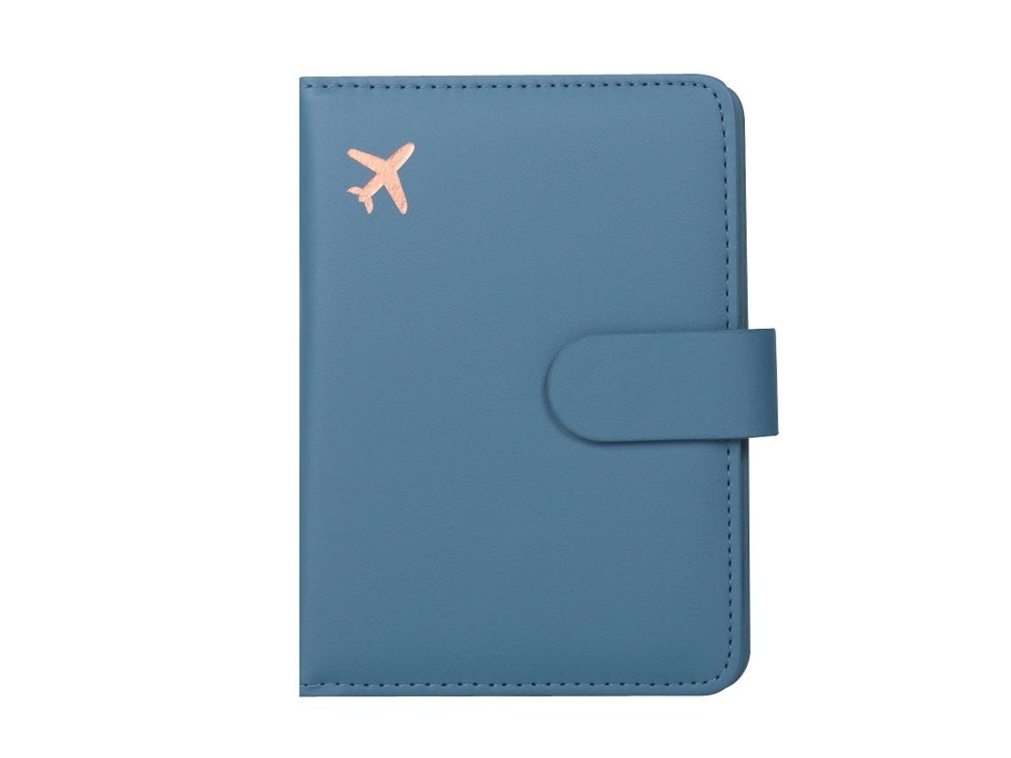 Funda para pasaporte RFID con tarjetero, diseño acolchado unisex, azul suave, Hexinyigjly
