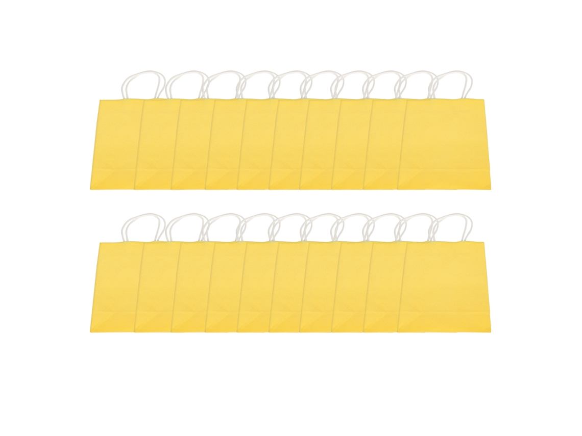 20 bolsas portátiles de papel kraft amarillo de 15 x 8 x 21 cm
