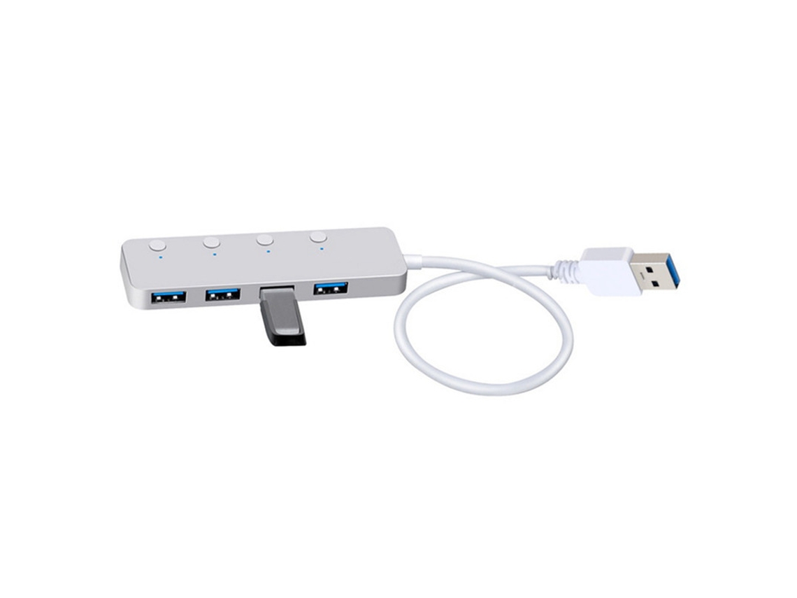 Estación de acoplamiento USB Bestvite USB3.0 con 1 puerto de carga y 4 interruptores independientes, 5 Gbps, alta velocidad, color gris