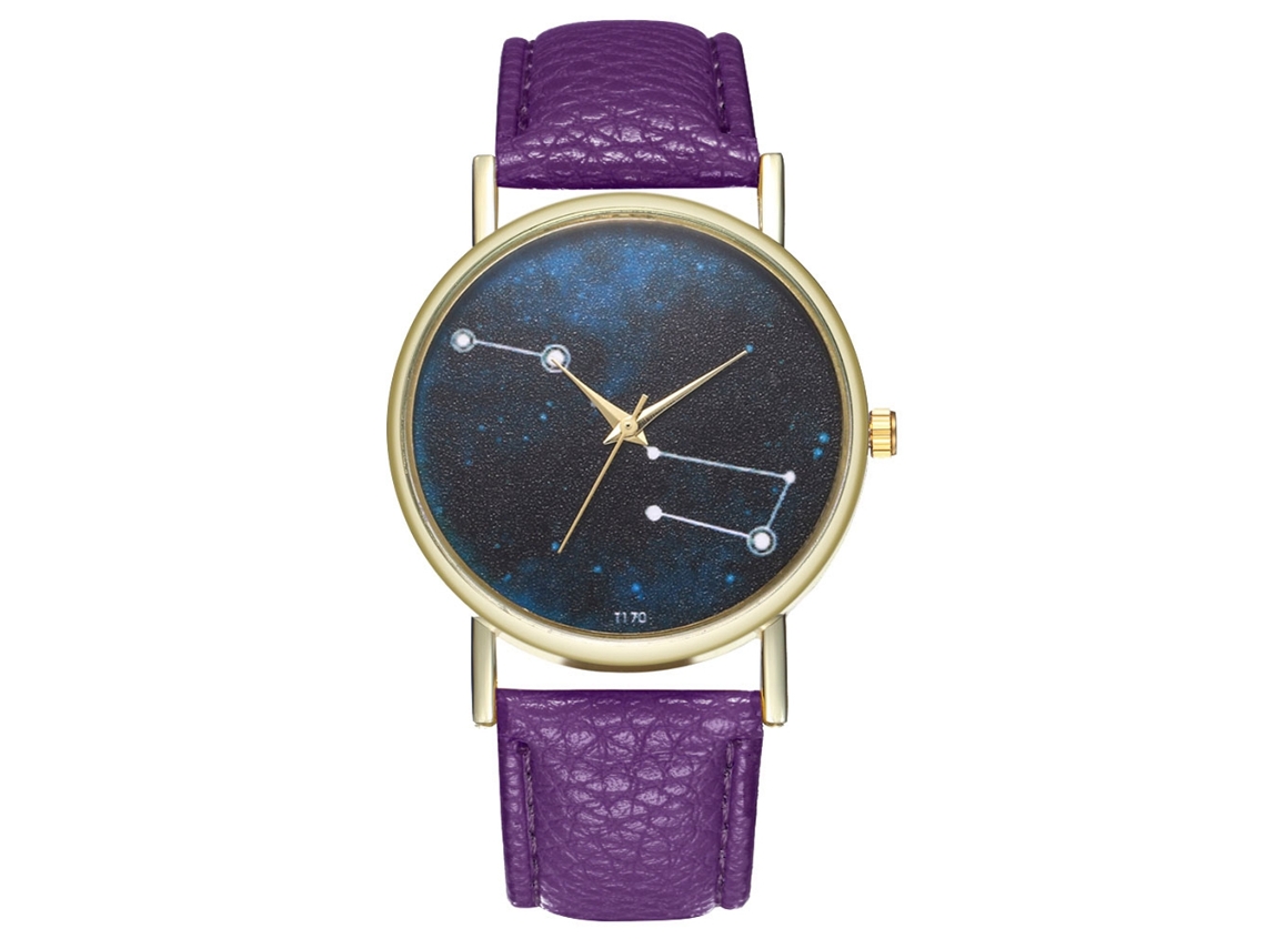 Reloj De Pulsera Unisex De Cuarzo Zhoulianfa Con Correa De Cuero Sintético Morado.