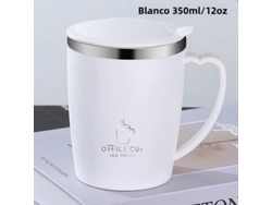 Taza térmica portátil de acero inoxidable de 350 ml con asa y tapa antigoteo. Mdug (blanca)