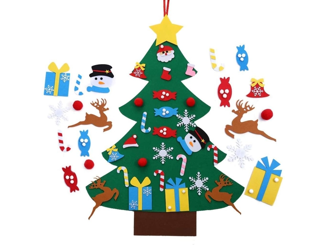 Adornos Navideños De Fieltro Para Niños, Para Armar Uno Mismo. Adornos Desmontables Para Colgar En La Pared. 26 Piezas. Diseño Ergonómico Pa