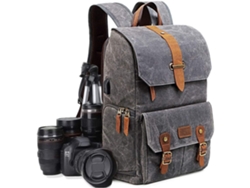 Mochila para cámara DSLR SLR, lona impermeable con compartimentos personalizables y bolsillo lateral de acceso rápido para portátil de 15,6 pulgadas.
