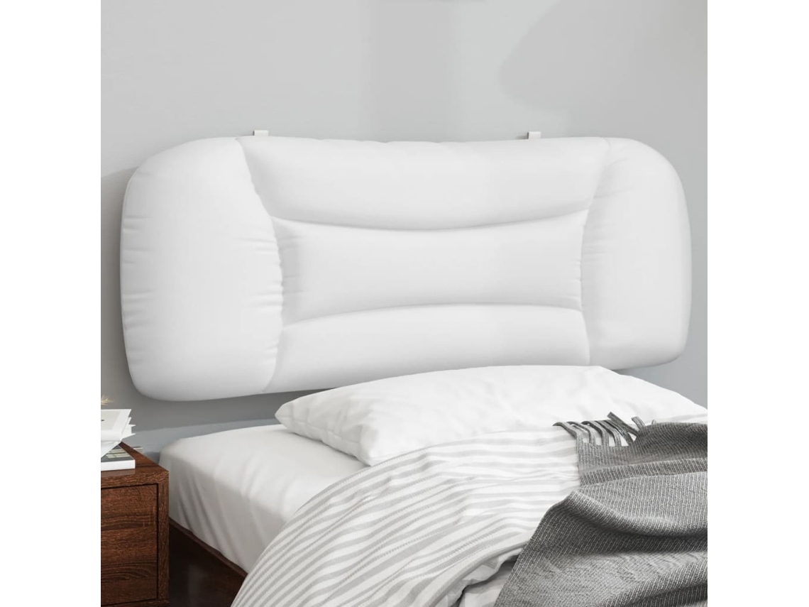 Cabecero De Cama Acolchado Cuero Sintético Blanco 100 Cm
