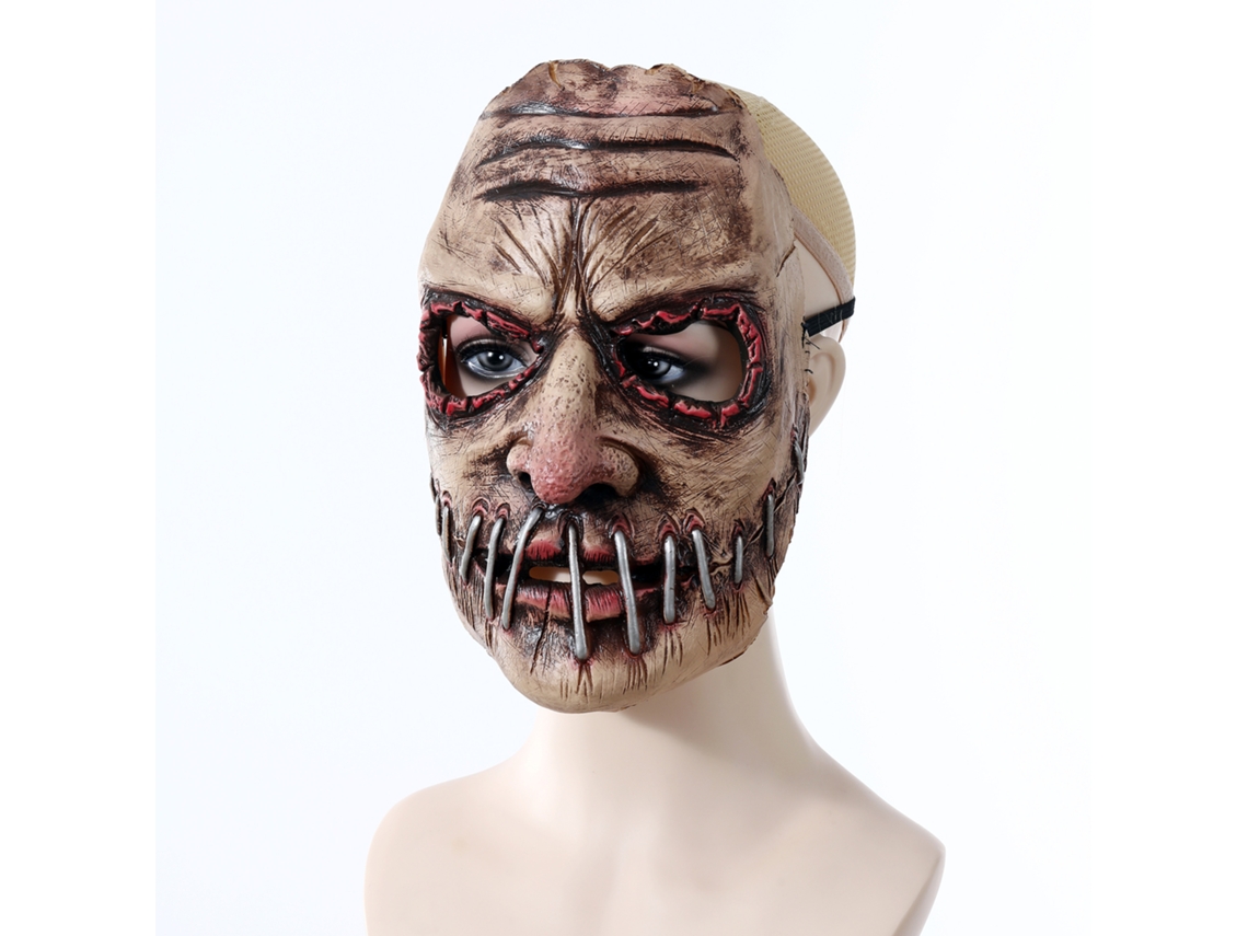 Máscara de terror de uñas con boca grande para fiesta de Halloween, tocado de látex suave