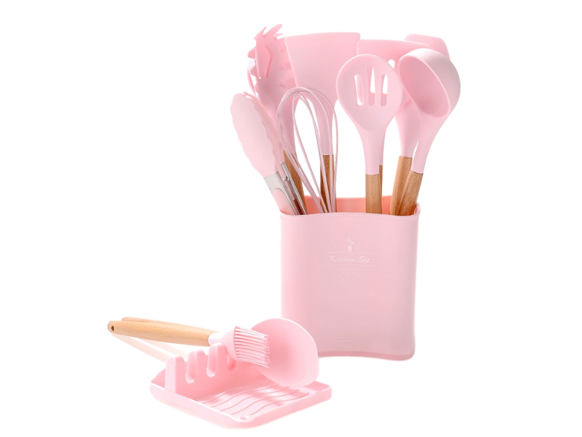 Juego de utensilios de cocina de 12 piezas JEIIBRZUI en rosa