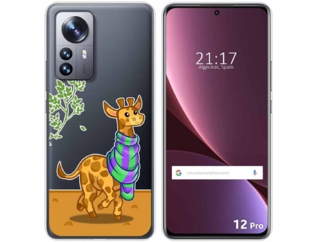 Carcasa para Xiaomi 12 Pro 5G TUMUNDOSMARTPHONE Dibujos Transparente Jirafa Multicolor