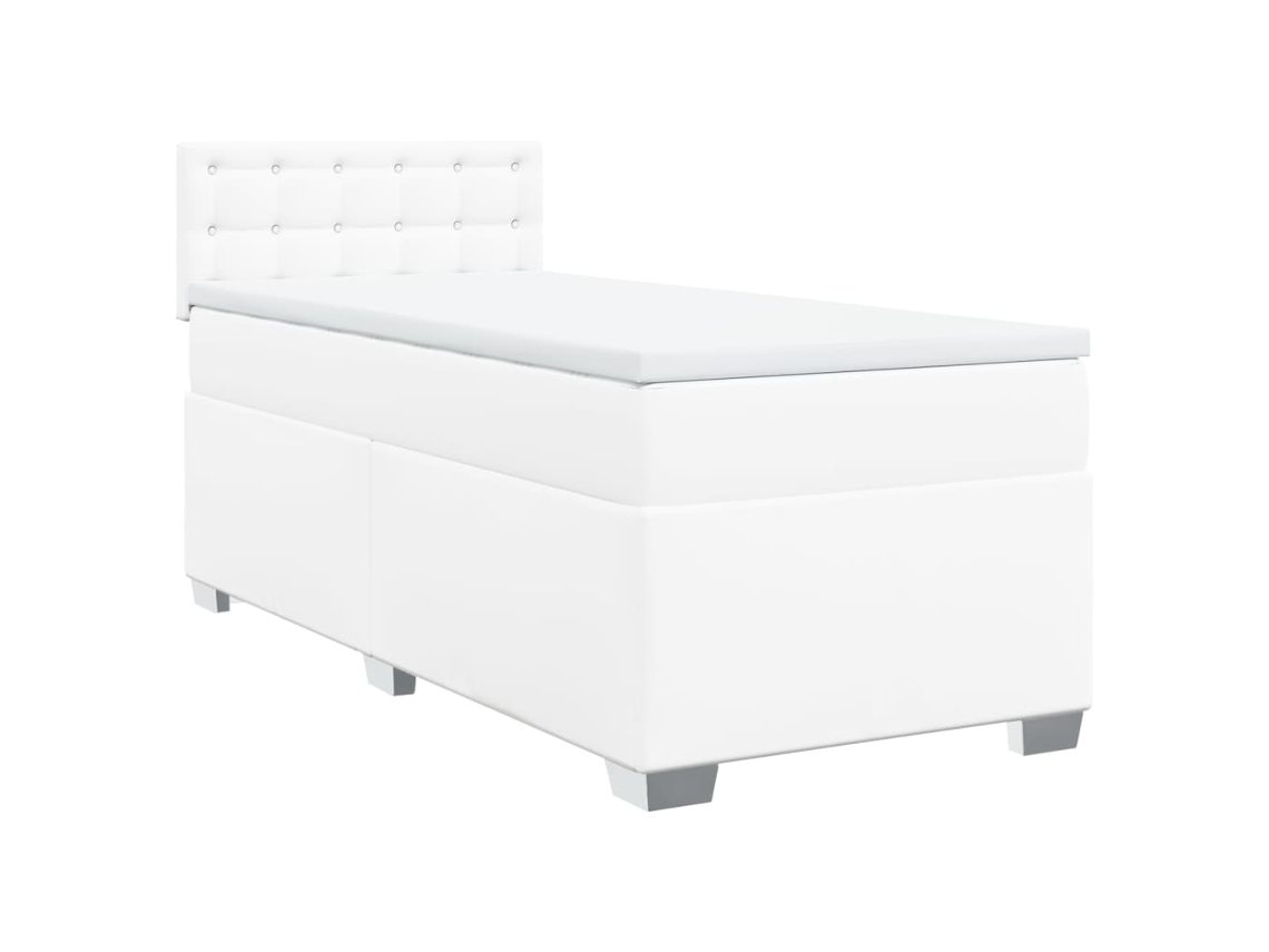 Maison Exclusive - Cama Box Spring Con Colchón Cuero Sintético Blanco 90x190 Cm