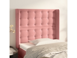 Cabecero Con Orejas De Terciopelo Rosa 93x16x118/128 Cm