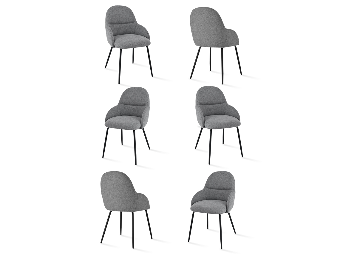 Sillas De Comedor Goeurvant 1438(pack De 6, Gris Paloma, Tela)