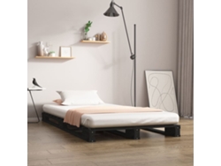 Cama De Palets Madera Maciza Pino Negra Pequeña 75x190 Cm