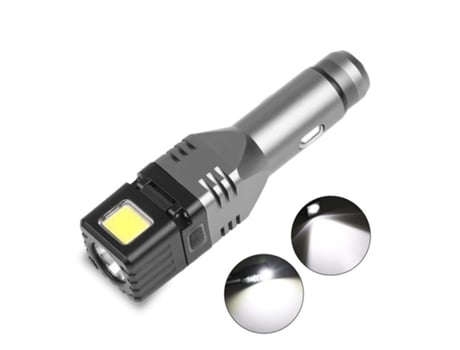 Linterna XPG+COB, impermeable, magnética, plegable, para exteriores, con martillo de seguridad, gris
