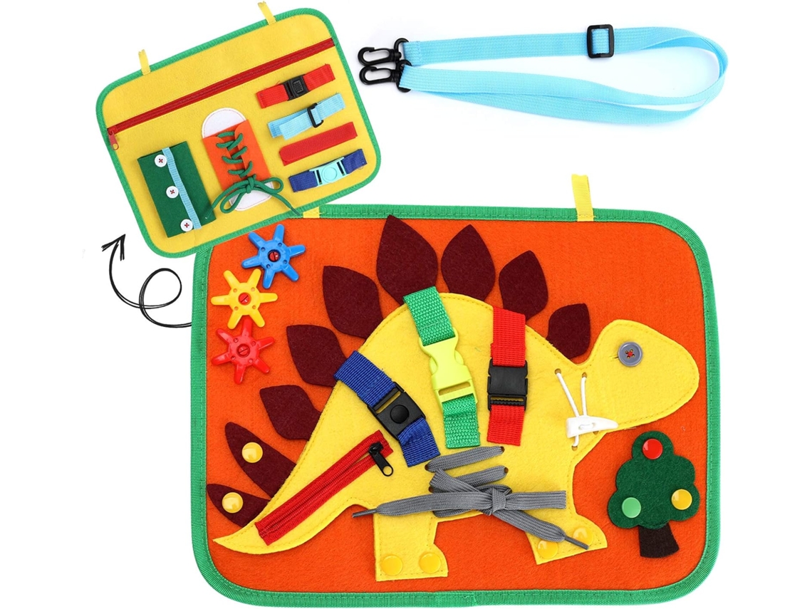 Toddlers Busy Board Brinquedos Educativos para Aprendizagem Precoce de Habilidades Básicas Bebês Placa Sensorial Dinossauro e Brinquedo Vi