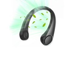 Ventilador de cuello portátil sin aspas, manos libres, batería de 4000 mAh, recargable por USB, 3 velocidades, color negro USHION
