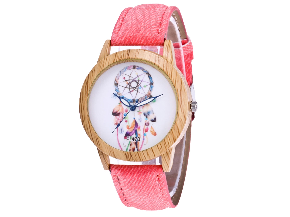 Reloj De Pulsera Analógico De Cuarzo Unisex Zhoulianfa Con Correa De Mezclilla Rosa.