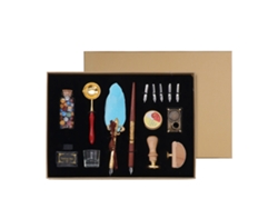 Set De Pluma De Pena Europea Con Estilo Vintage Blotter Sello Cuchara De Cera Fundida 5 Puntas Reemplazables