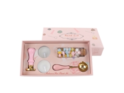 Juego De Sellos De Cera Retro Con Mango Extraíble, Diseño De Iris, Para Invitaciones Con Sobre Rosa.