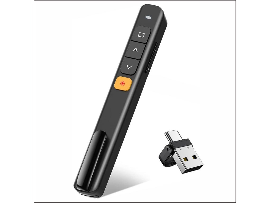 Bolígrafo presentador láser con control remoto multifuncional 2 en 1 y batería recargable