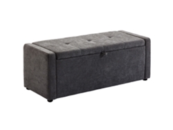 Banco De Almacenamiento, Banco Para El Pie De La Cama, Reposapiés Tapizado En Lino Con Asiento Ancho, 122 X 48 X 44 Cm, Gris Oscuro.