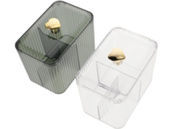 Juego de 2 cajas organizadoras de algodón con compartimentos transparentes para maquillaje y accesorios Gokoco