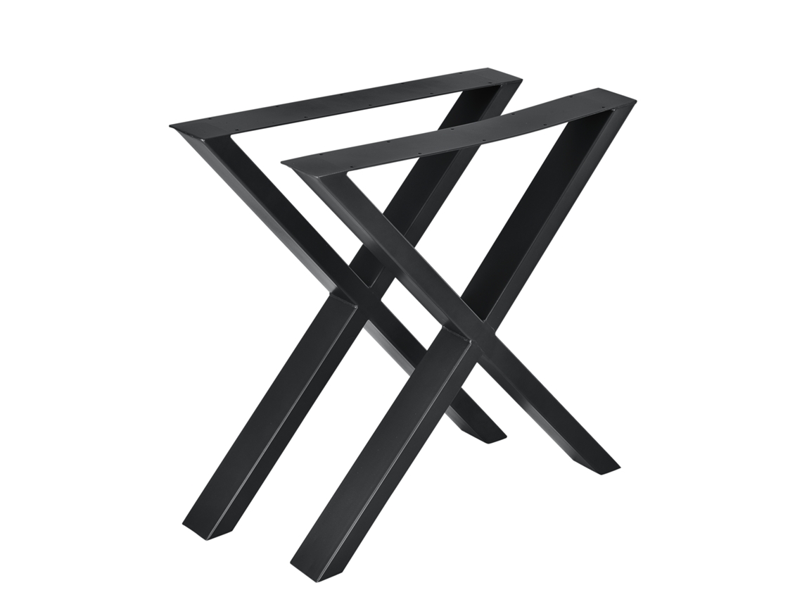 Juego de 2 Patas de Mesa [EN.CASA] Greith en Forma de X (Acero - 69 x 72 cm - Negro)